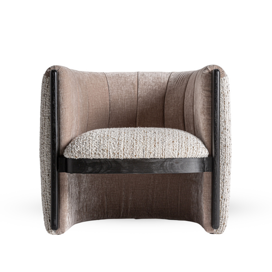 Fauteuil Vienna taupe met zwart polyester 76x75x70 cm