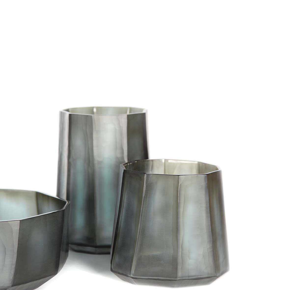 Guaxs | OKKA theelichthouder/vaas 23x16x14cm smokegrey (L)