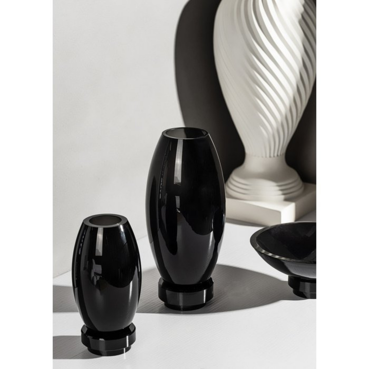 Vaas/theelichthouder Linn Zwart Hoogwaardig Glas (XL)