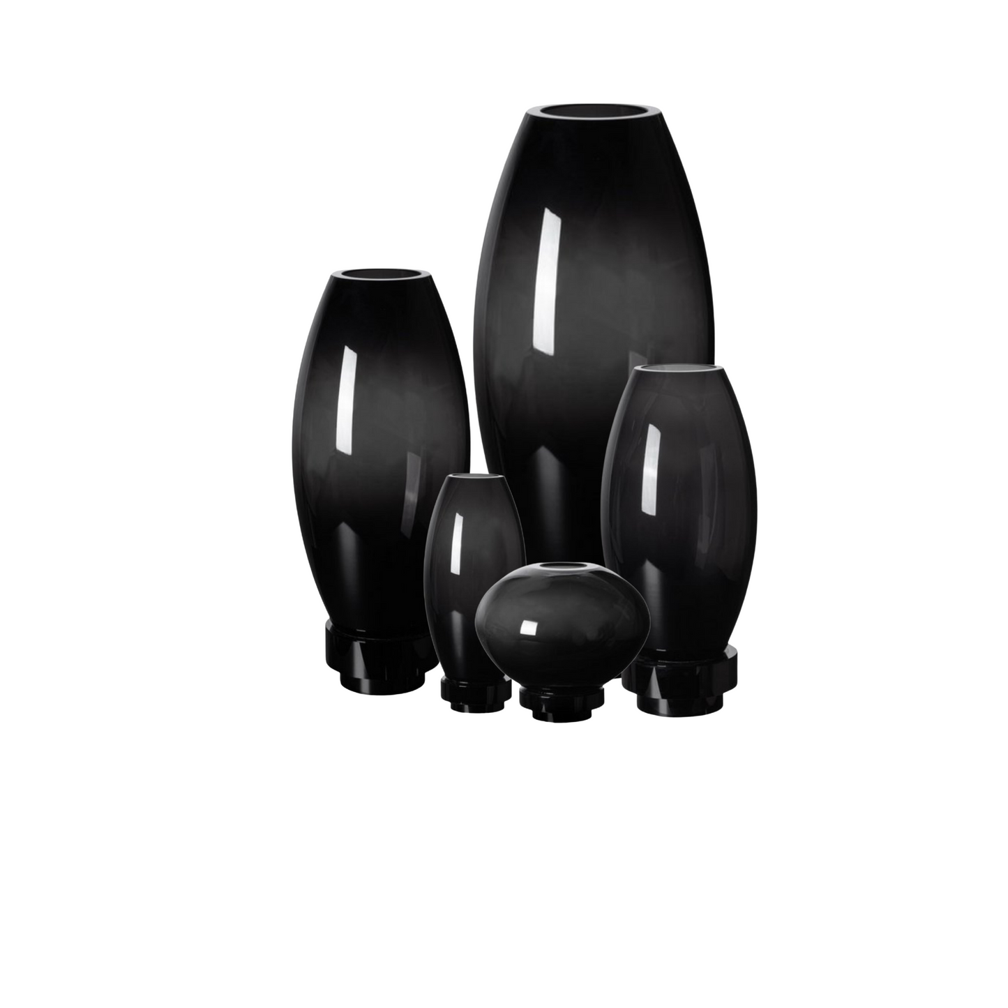 Vaas/theelichthouder Linn Zwart Hoogwaardig Glas (SET)