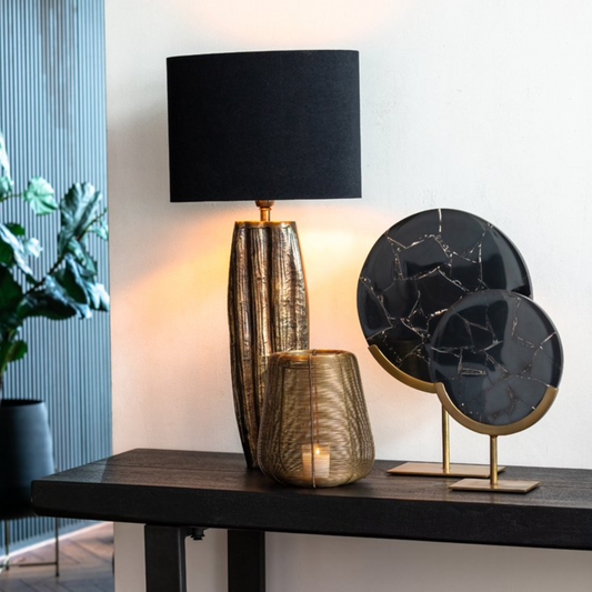 Ornament op voet marmer zwart GOUYA 25 x 10 x 35 cm (S)