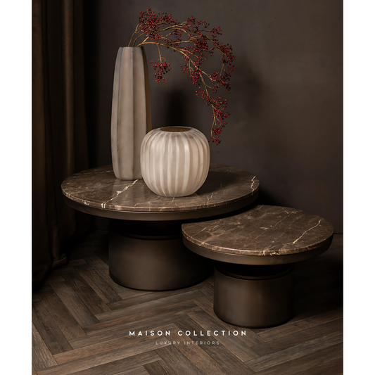 PTMD | Salontafel Bregt 90 x 90 x 45 cm bruin marmer/staal (M)