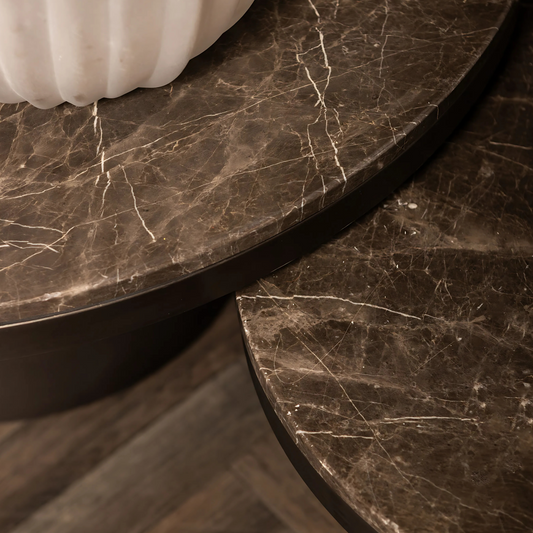 PTMD | Salontafel Bregt 60x60x35cm bruin marmer/staal (S)