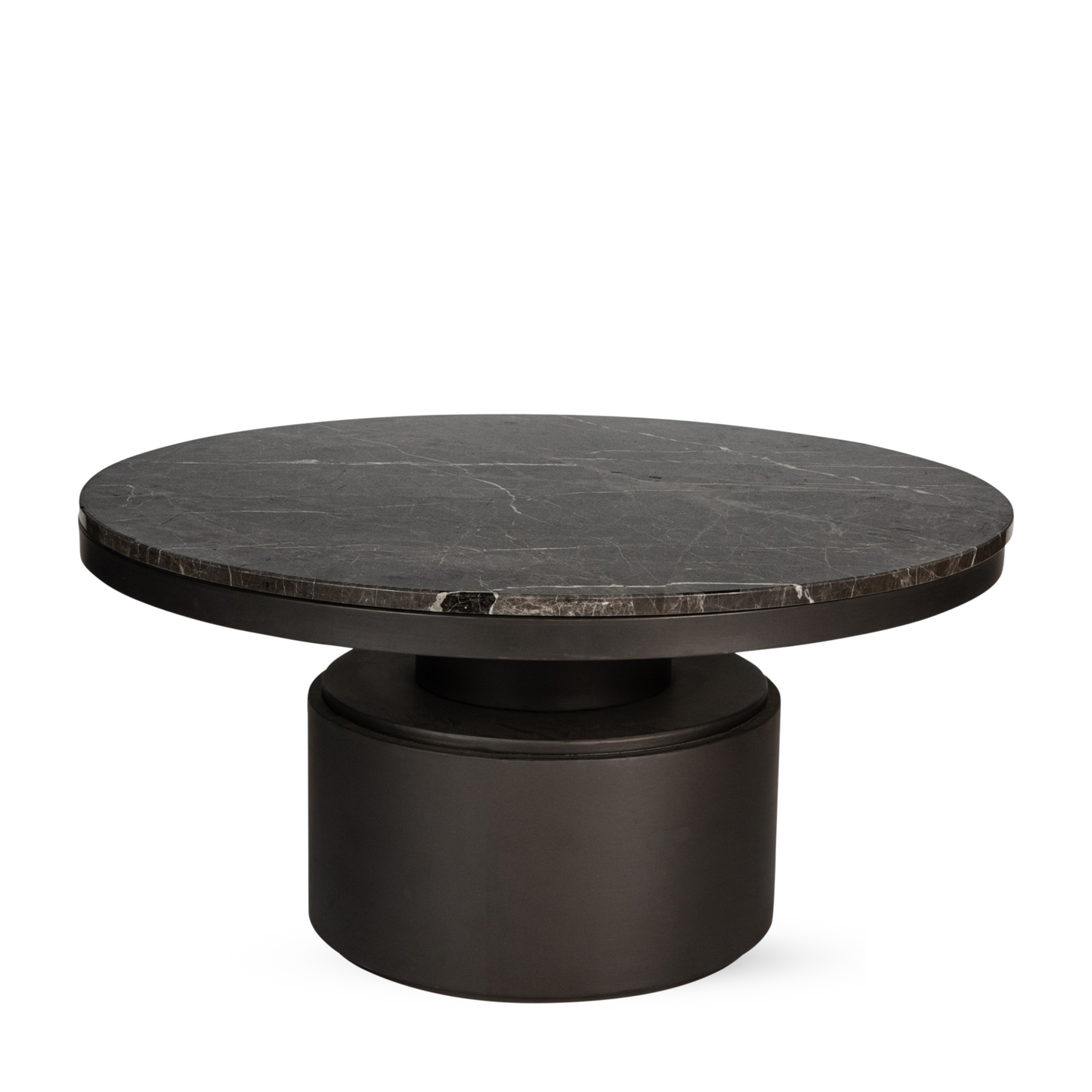 PTMD | Bregt coffee table 90 x 90 x 45 cm brown marble/steel (M)