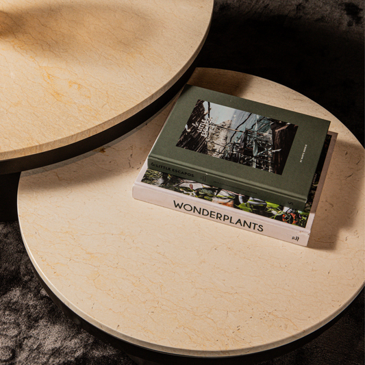 PTMD | Salontafel Bregt beige 90x90x45 cm marmer/staal (M)