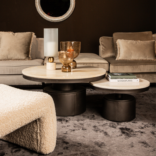 PTMD | Salontafel Bregt beige 60x60x35cm marmer/staal (S)