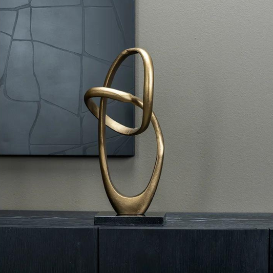 Sculptuur ovaal Myla goud/zwart