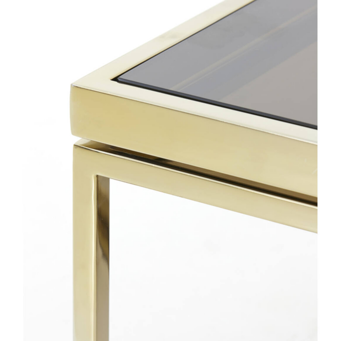 Salontafel Mavara set van 5 bruin glas/ licht goud 100x100x40 cm