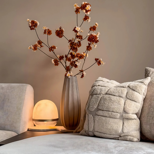 Tafellamp Mae 26x23x23cm alabaster/ messing