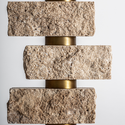 Tafellamp Naila 36x36x78 cm beige marmer - brons staal