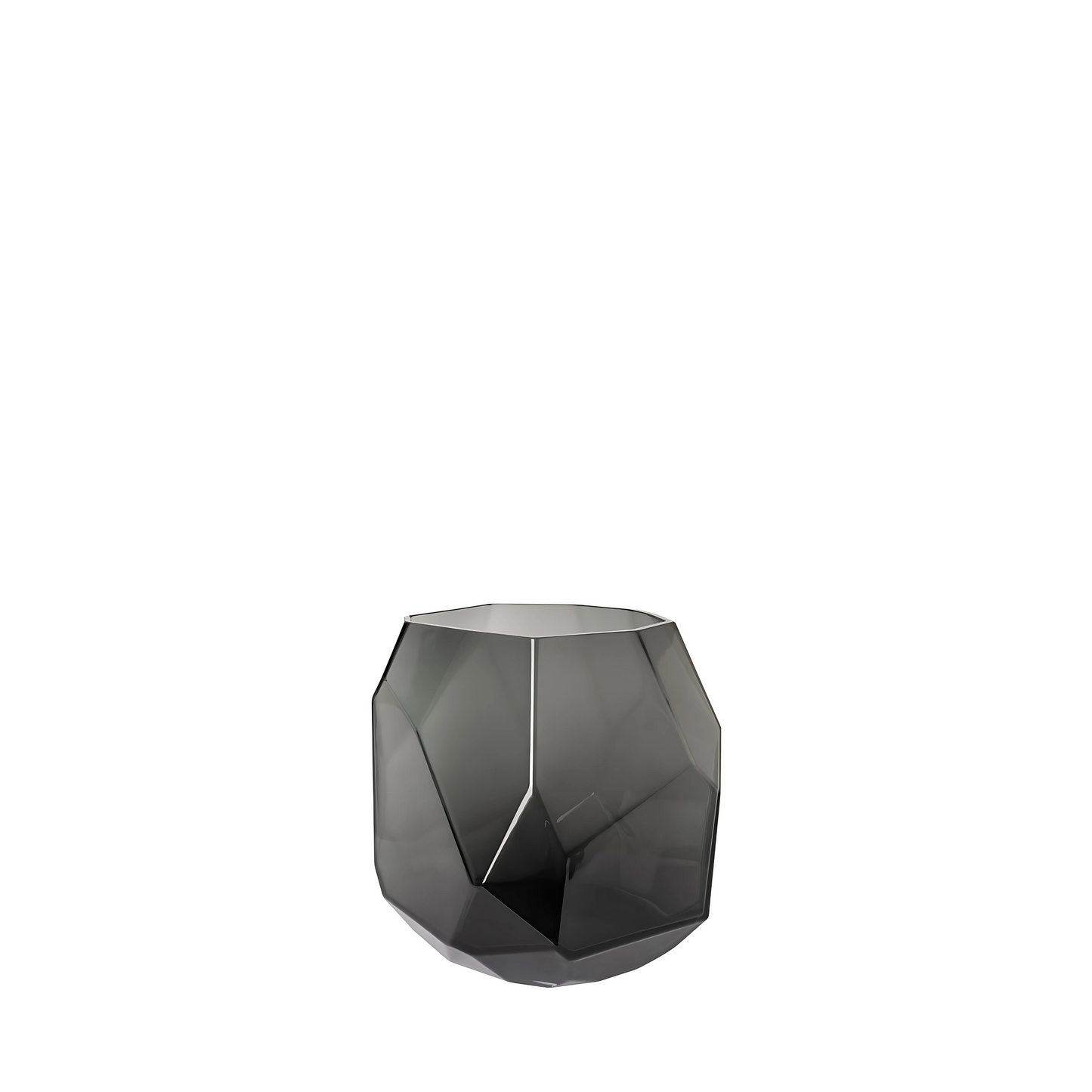 Theelichthouder facet smoke 9x9 cm