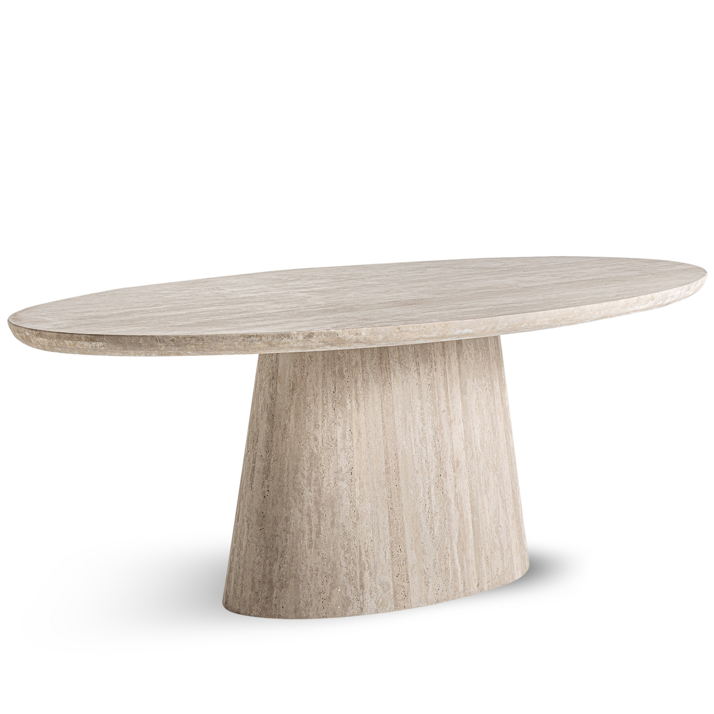 Eettafel travertine ovaal lichtbruin Omaran 220x100x78 cm