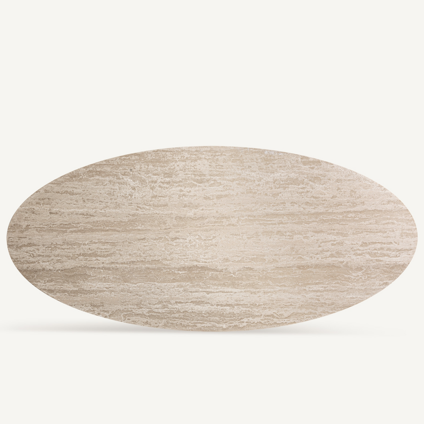 Eettafel travertine ovaal lichtbruin Omaran 220x100x78 cm