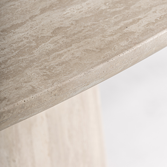 Eettafel travertine ovaal lichtbruin Omaran 220x100x78 cm