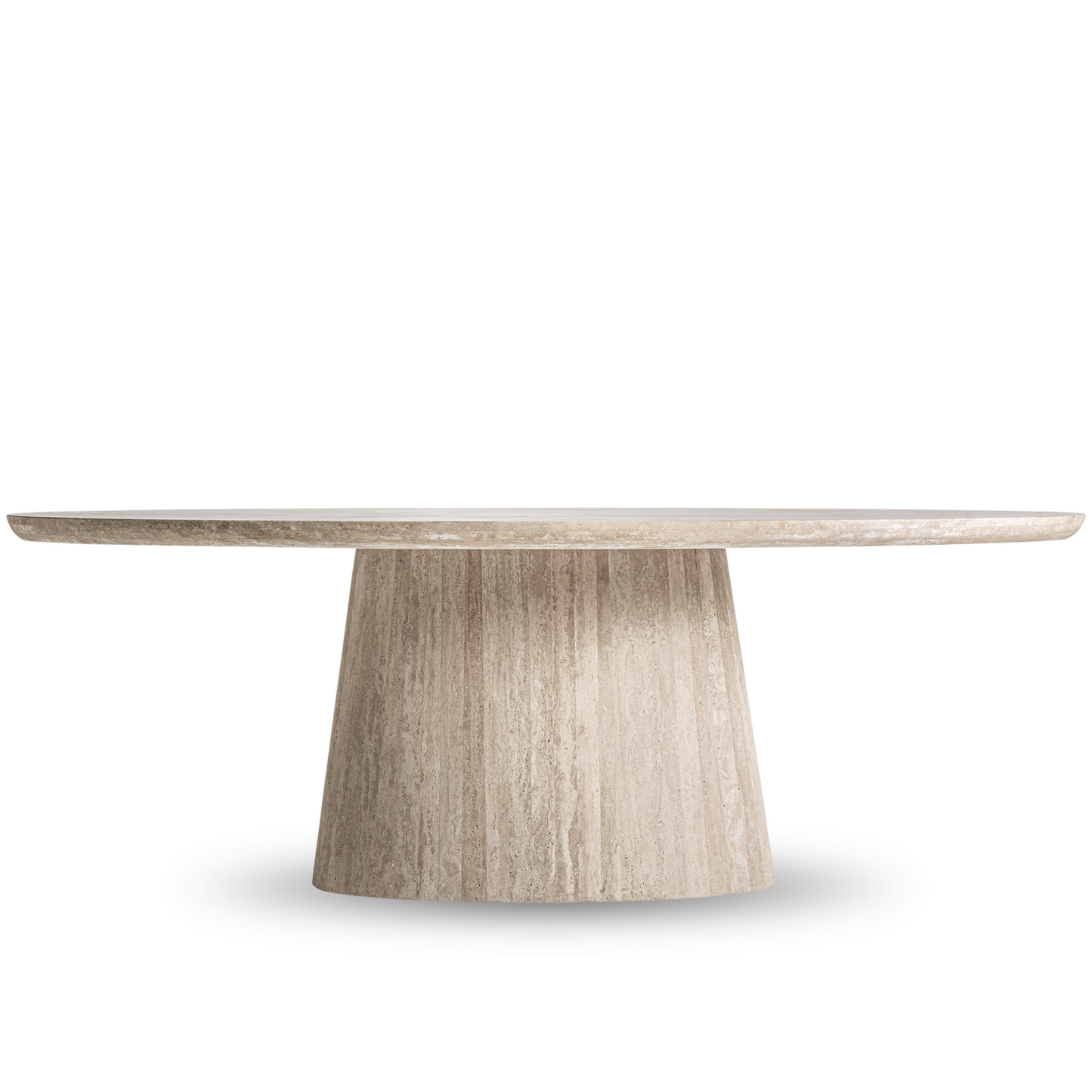 Eettafel travertine ovaal lichtbruin Omaran 220x100x78 cm