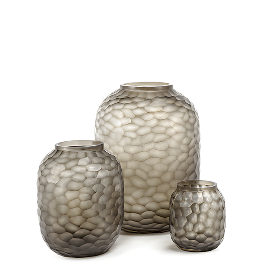 Guaxs Bambola vaas L bruin smokegrey mondgeblazen glas set Maison Collection
