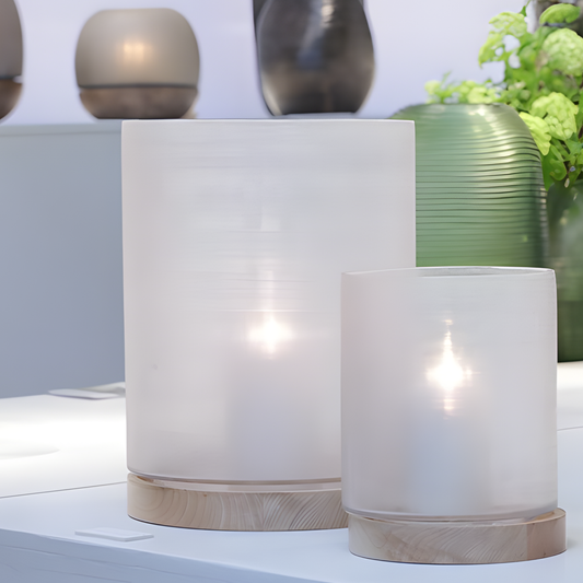 Guaxs | Windlicht Aran wit/ licht eiken 40x30x30 cm (XL)