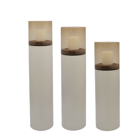 Hurricanes stand-solid ivoor mat | topaz windlicht (SET)