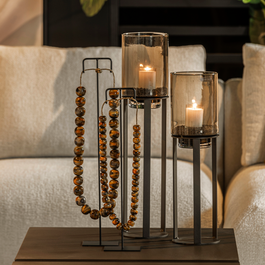 Hurricane table-open brons metallic | topaz windlicht 13,5 x 58 cm (S)