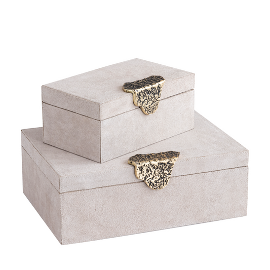 Opbergboxen Luxor beige/goud set van 2