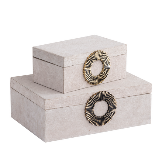 Opbergboxen Luxus beige/goud set van 2