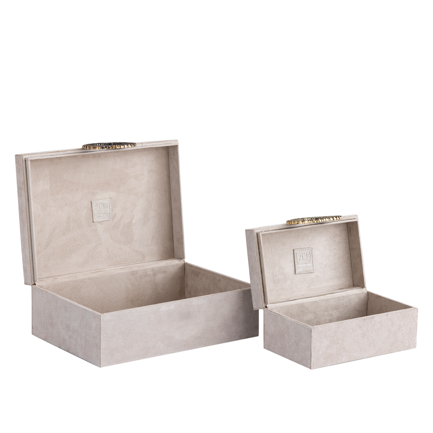 Opbergboxen Luxus beige/goud set van 2