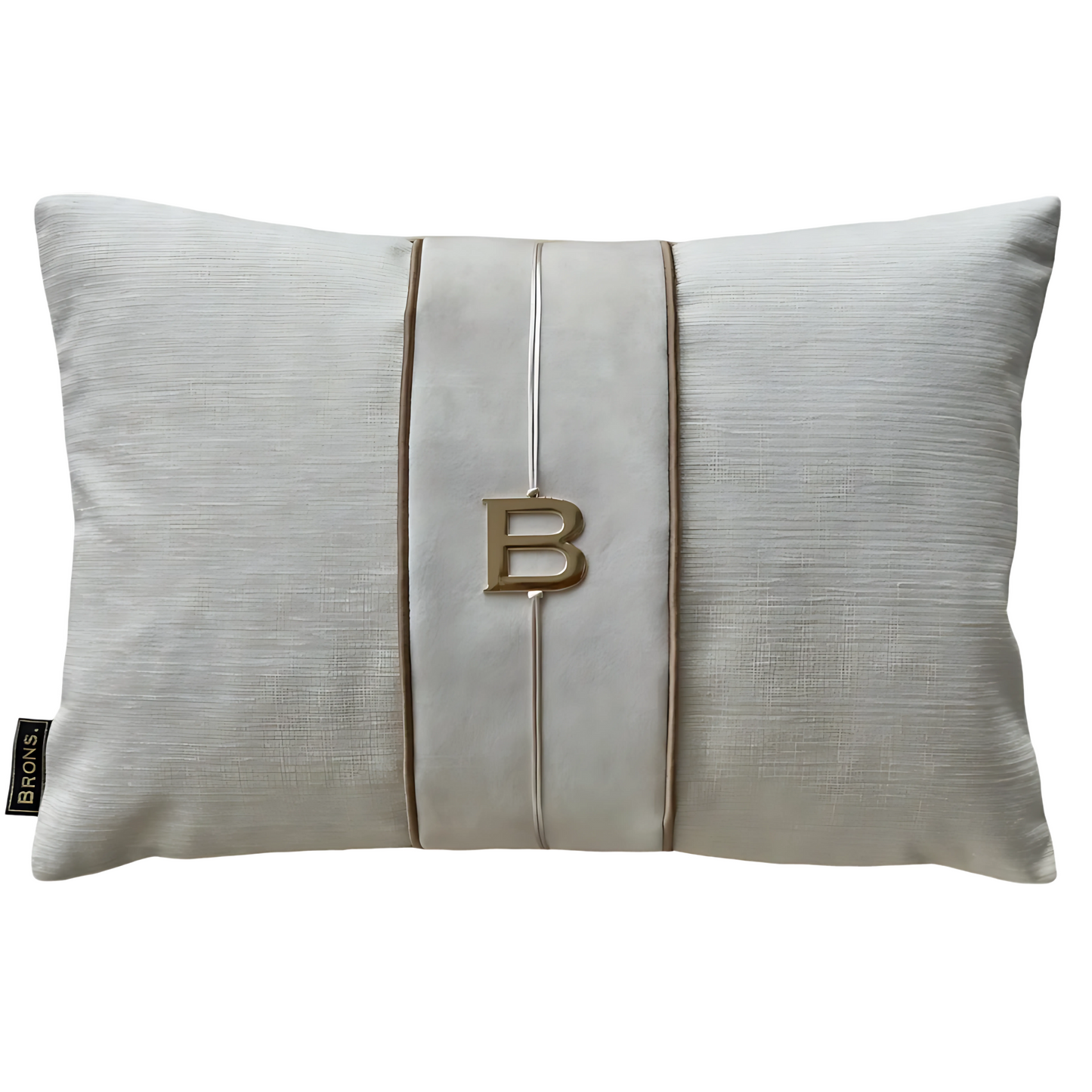Luxe handgemaakt sierkussen Bernice B van Brons 45x30 cm met donzen vulling – geschikt voor Japandi, Hotel Chic en Modern interieur