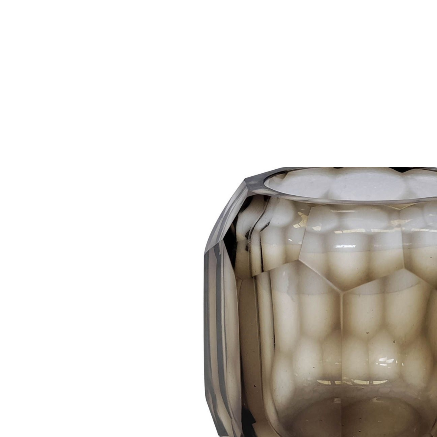 Theelichthouder snijglas smoke/helder 9x9cm