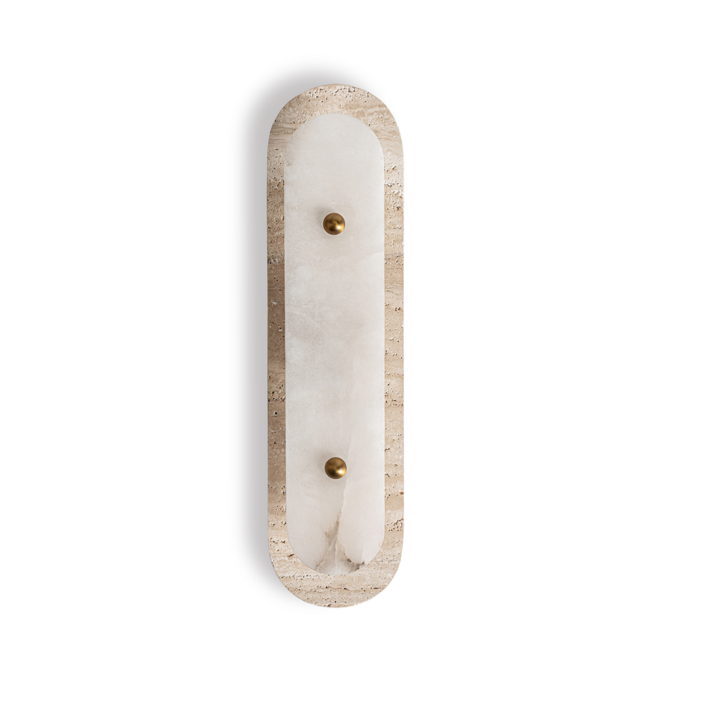 Wandlamp Sorayae (50x12x13 cm) van Maison Collection in travertin, albast en goud – luxe en robuuste verlichting voor contemporary, modern en cosmopolitan interieurs.