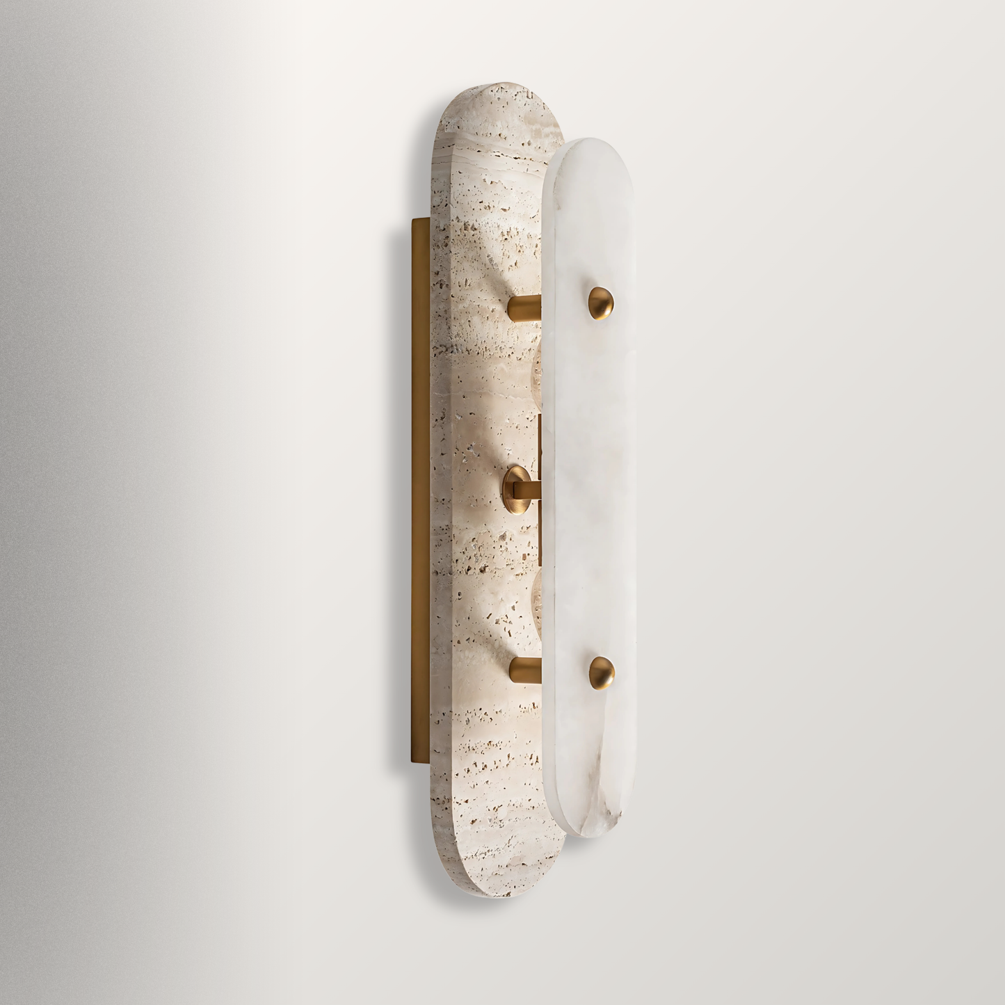Wandlamp Sorayae | Travertin & Albast steen | 50x12x13 cm