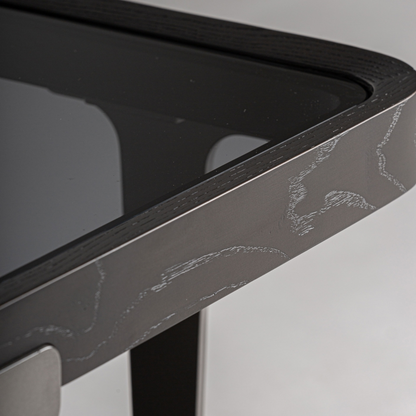 Salontafel Nada 60x60x50cm zwart essenhout/ smoked glas/ brons metaal