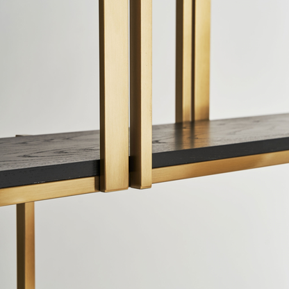 Boekenkast Seira 120x32x240 cm zwart eiken/ goud staal