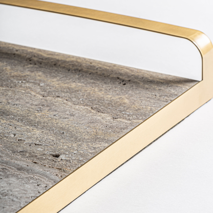 Dienblad Cassie marmer - brons/goud 50x30x8 cm