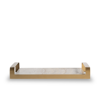 Dienblad Cassie marmer - brons/goud 50x30x8 cm