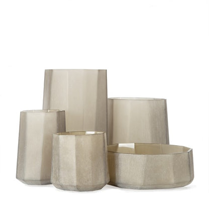 GUAXS | OKKA vaas/theelichthouder 13,5x15,5x16,5 cm taupe/beige (S)