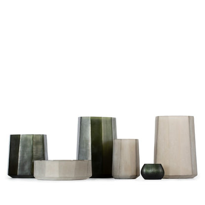 GUAXS | OKKA vaas/theelichthouder 13,5x15,5x16,5 cm taupe/beige (S)