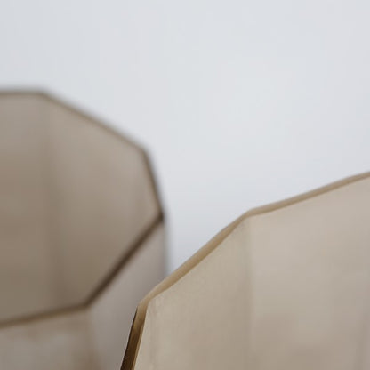 GUAXS | OKKA vaas/theelichthouder 13,5x15,5x16,5 cm taupe/beige (S)