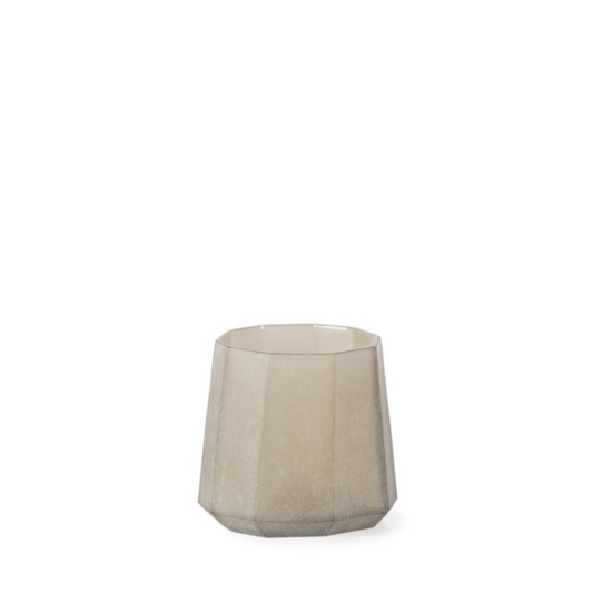 GUAXS | OKKA vaas/theelichthouder 13,5x15,5x16,5 cm taupe/beige (S)