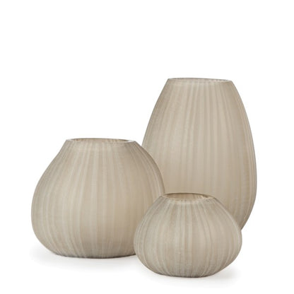 Guaxs Otavalo theelichthouder taupe/beige van mondgeblazen glas – 8x12 cm set. 
