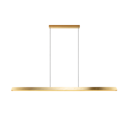 Aurelia hanglamp in antiek messing met LED en linnen kabels, beschikbaar in 120, 150 en 180 cm breed.