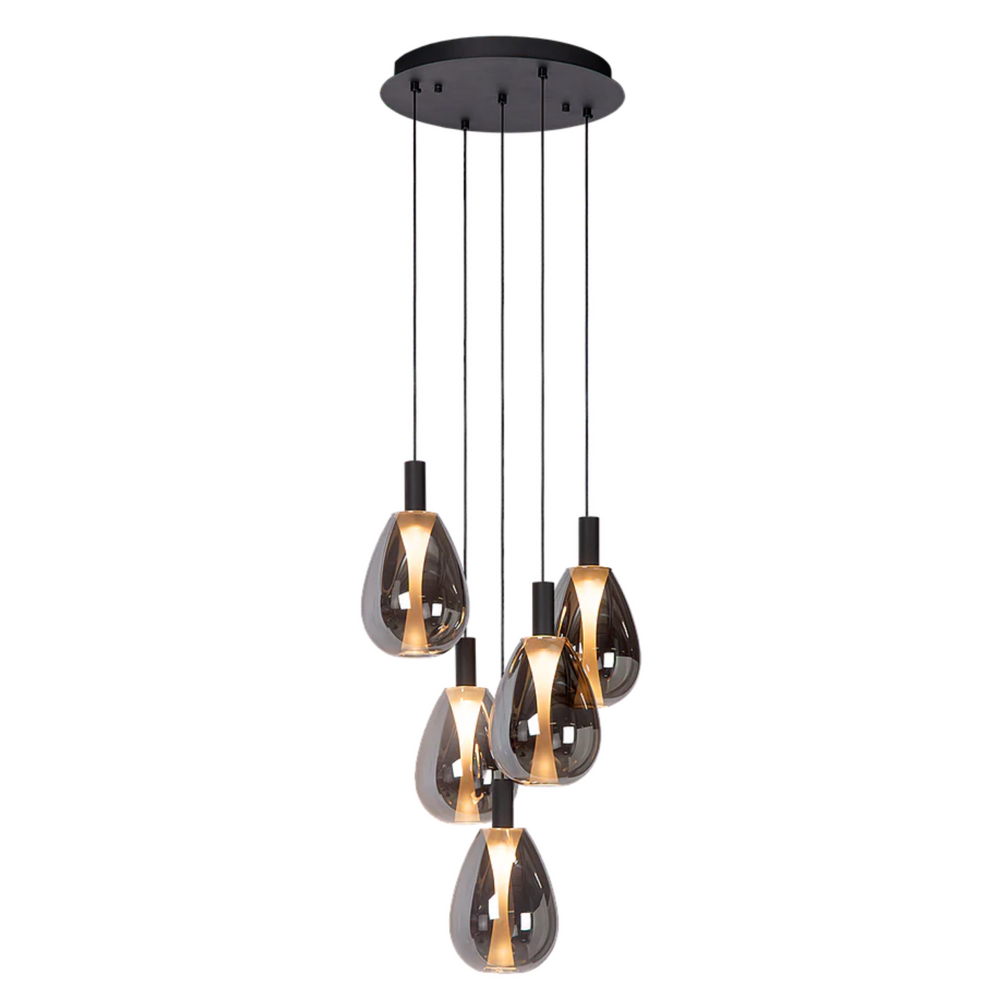 Hanglamp Luminara 5 smoke pendels 35cmx155cm