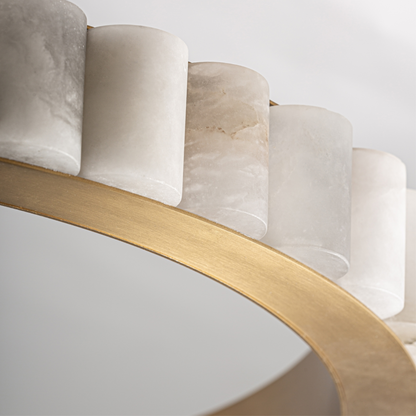 Noëlle pendant lamp 80x80 cm – Luxurious marble design lamp with a gold frame