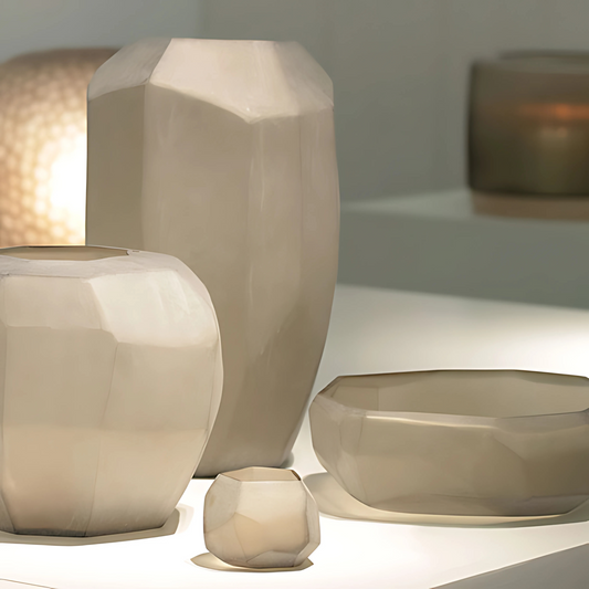 Guaxs | CUBISTIC theelichthouder 9x12x7 cm taupe/beige