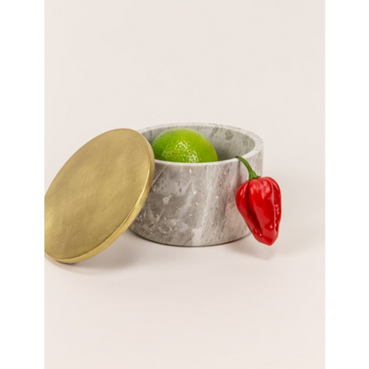 Opbergbox Celeste met messing deksel 10,5x6x5 cm