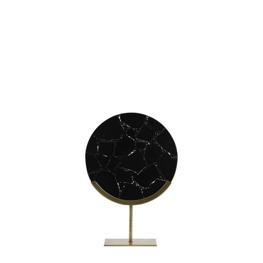 Ornament op voet marmer zwart GOUYA 25 x 10 x 35 cm (S)