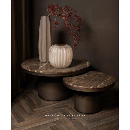 PTMD | Salontafel Bregt 60x60x35cm bruin marmer/staal (S)