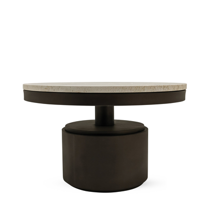 PTMD | Bregt beige coffee table 90x90x45 cm marble/steel (M)