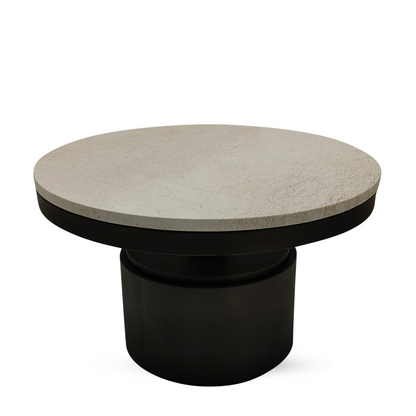 PTMD | Bregt beige coffee table 90x90x45 cm marble/steel (M)
