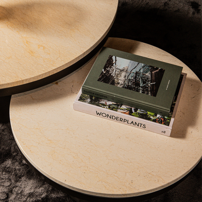 PTMD | Bregt beige coffee table 90x90x45 cm marble/steel (M)