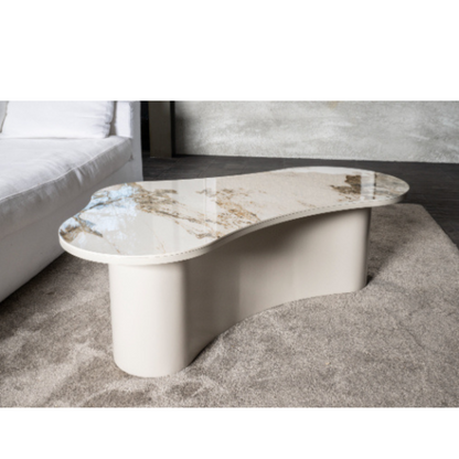 Liora organic sintered stone Pandora beige coffee table, 130x70x40 cm